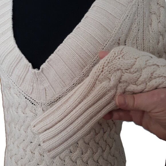 Banana Republic Extra Fine Italian Merino Wool Chunky Braided Sweater Vintage - Picture 5 of 7